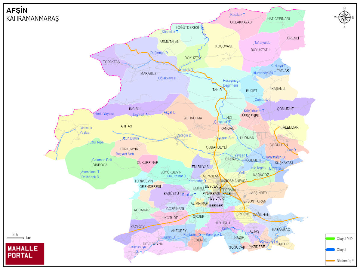  Afşin Haritası – İlçe ve Mahalle Coğrafi Lokasyon Verileri
