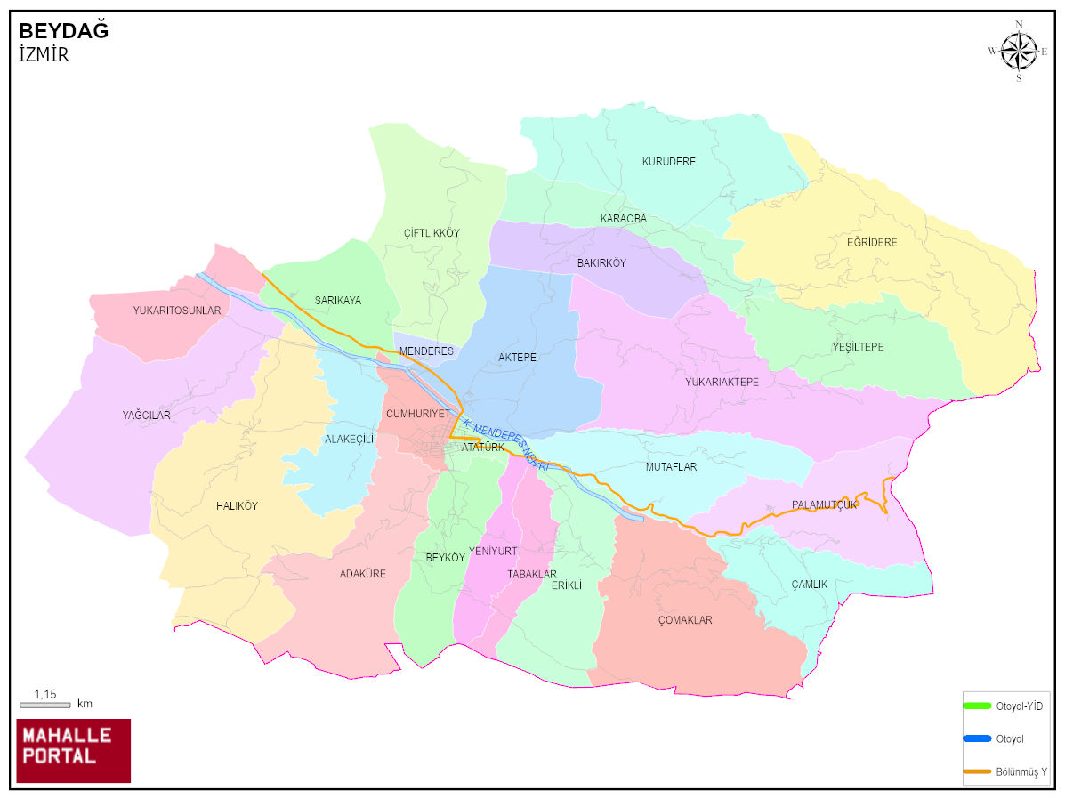 BEYDAĞ Harita Katmanları – Coğrafi Veri Yapısı 