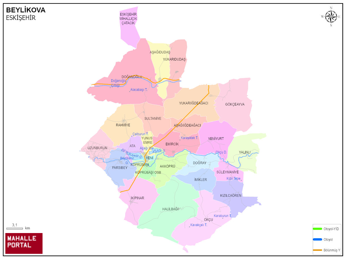  Beylikova Harita – Coğrafi Mahalle Bilgi Seti