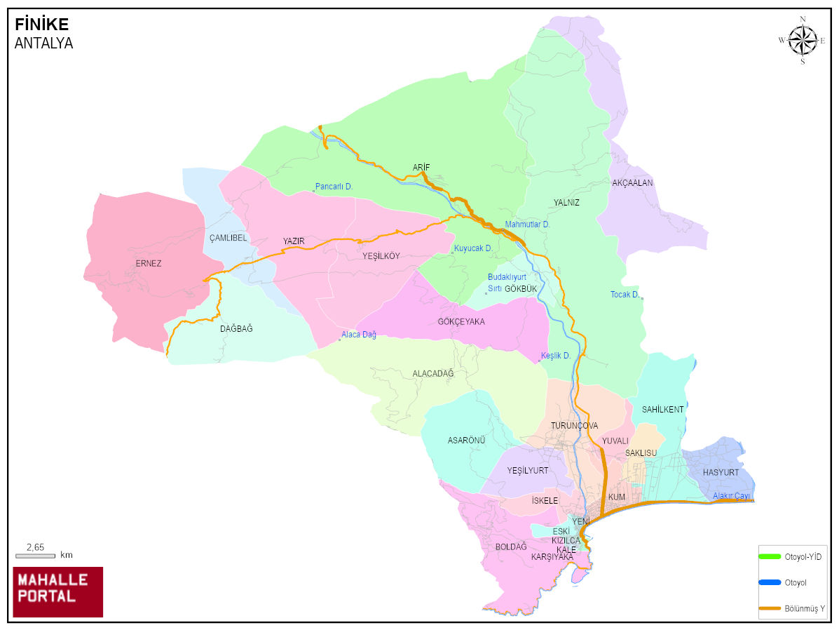FİNİKE Uydu Haritası – Topografya ve Sınır Bilgisi 