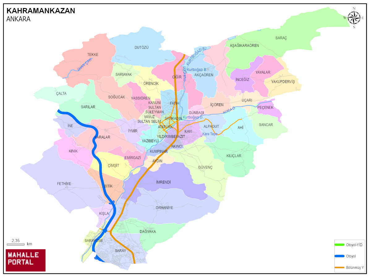 KAHRAMANKAZAN Harita – Konum, Sınırlar ve Koordinatlar 