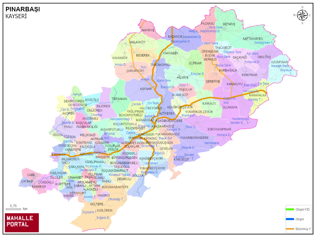 PINARBAŞI (KAYSERİ) Coğrafi Veri Haritası – Noktalar ve Alanlar 