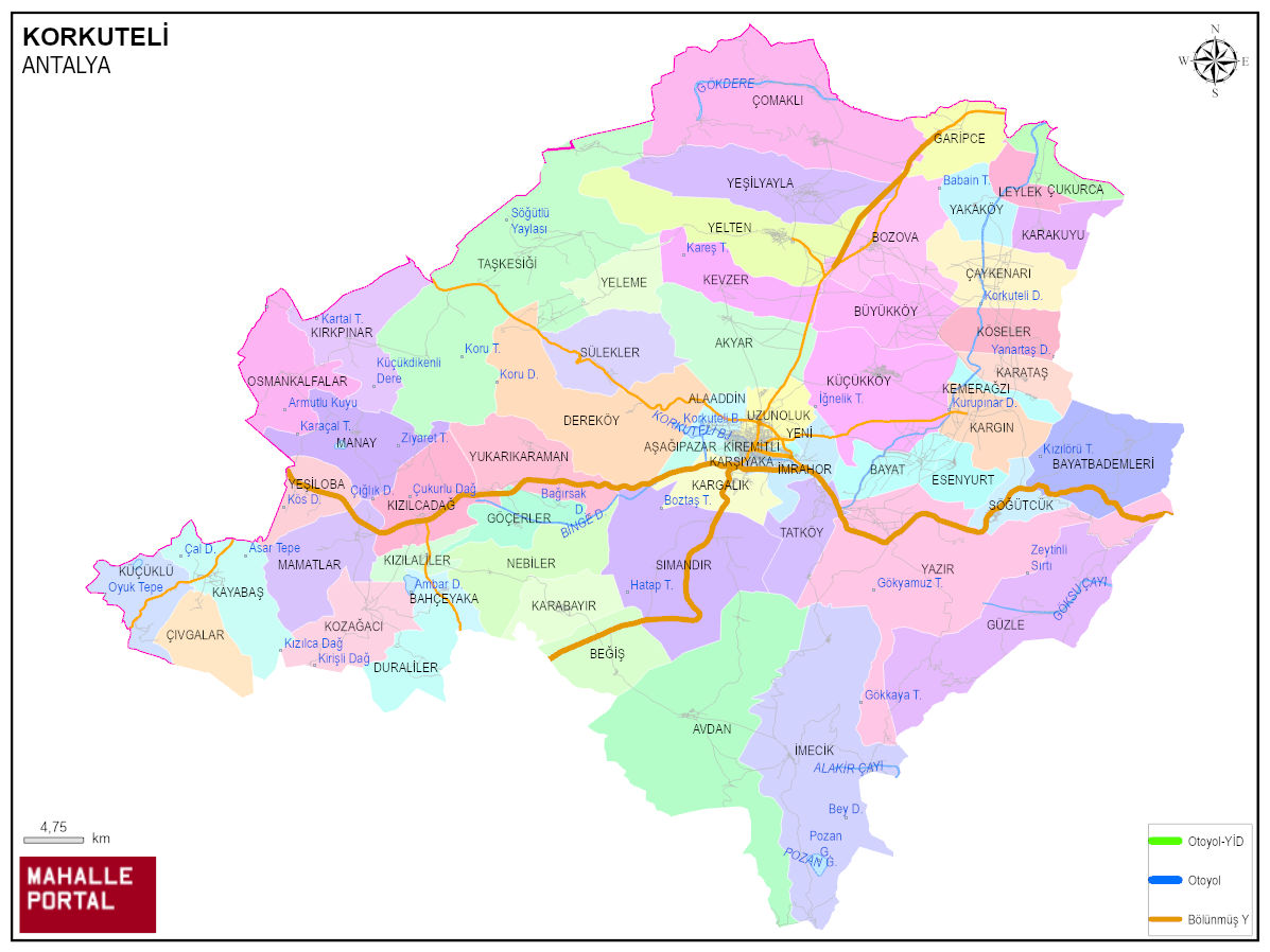 KORKUTELİ GeoJSON / Shp Haritası – Veri Çıktısı 