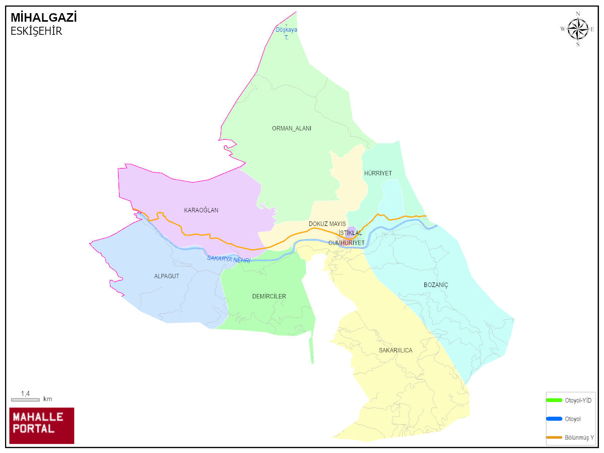 MİHALGAZİ Konum Haritası – İdari Yapı ve Koordinat Bilgisi 