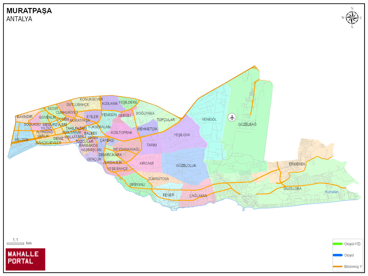 MURATPAŞA Detaylı Harita – Yol, Cadde ve Bağlantı Noktaları 