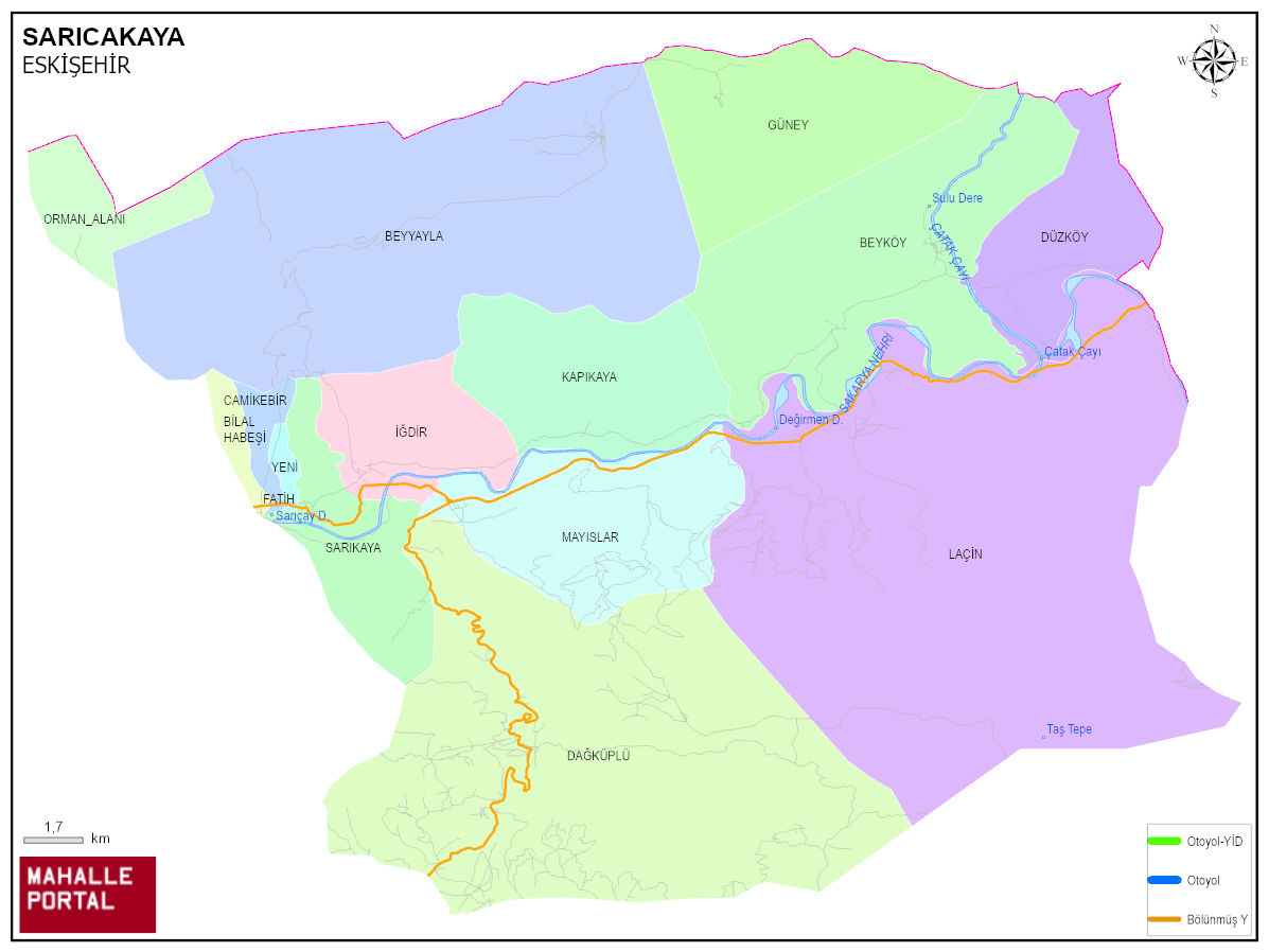 SARICAKAYA GeoData Haritası – Noktalar, Çizgiler ve Poligonlar 