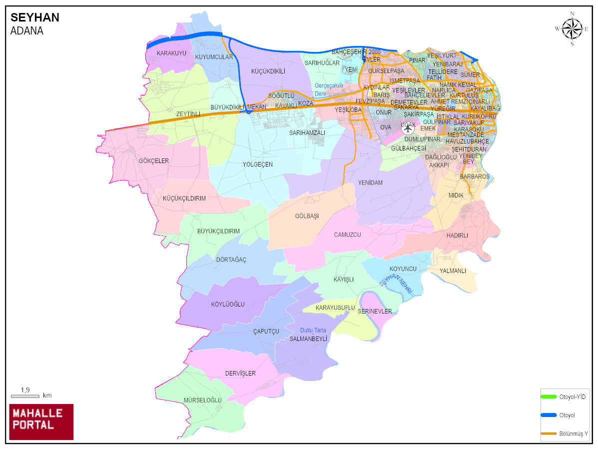 SEYHAN İdari Sınırlar Haritası – Coğrafi Veri 