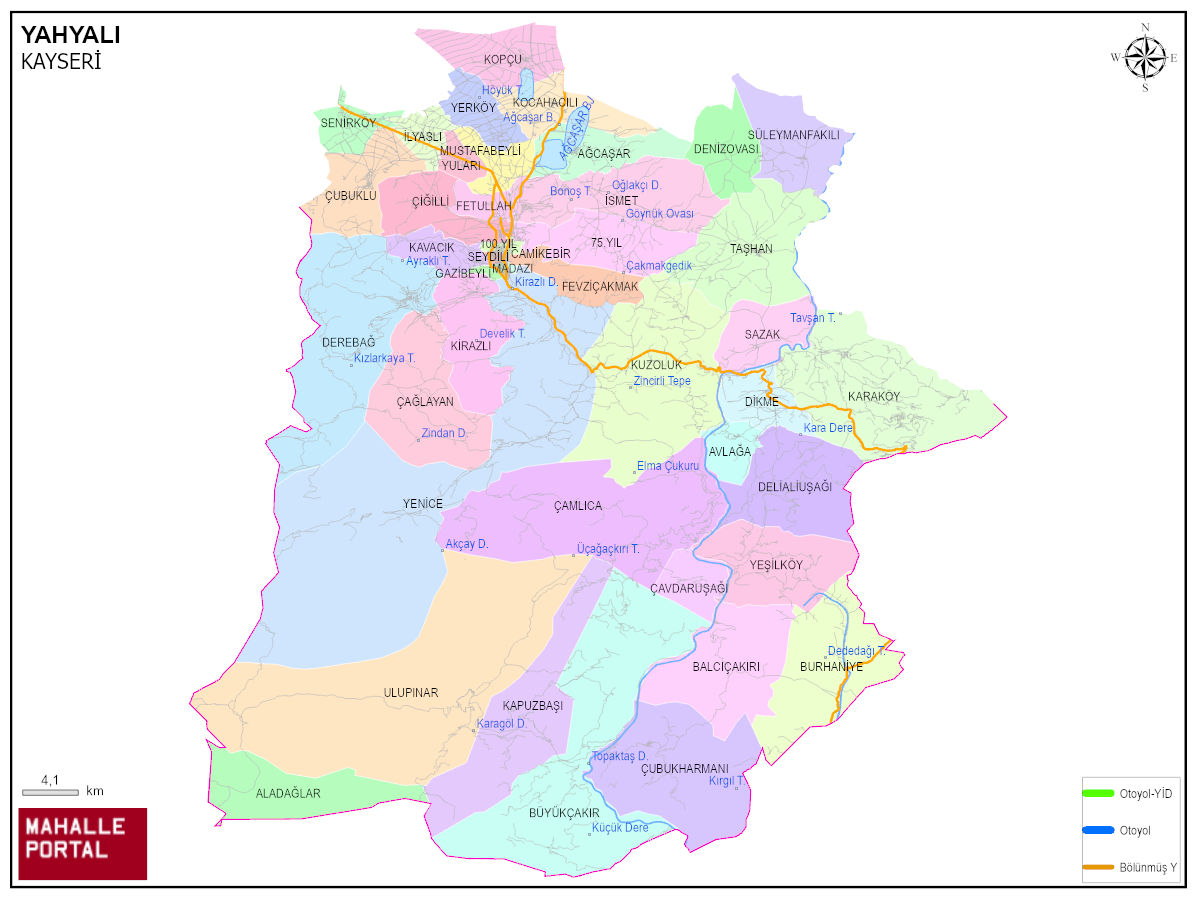 YAHYALI Harita Görüntüsü – Altlık Veri ve Konumsal Yapı 