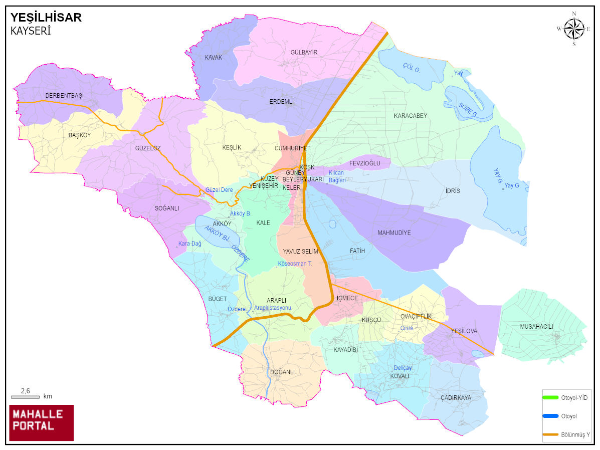 YEŞİLHİSAR Coğrafi Konum Rehberi – Harita Bilgileri 