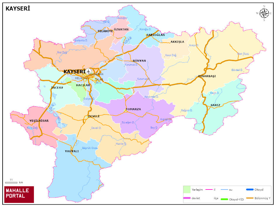 KAYSERİ Harita Bilgileri – Coğrafi Tanım 